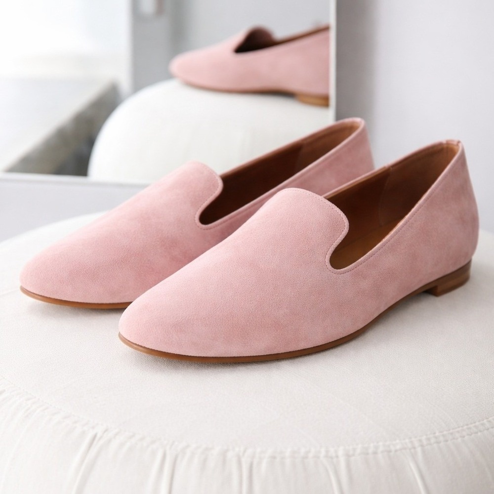 Margaux Classic The Loafer Light Pink Suede Flats 41.5